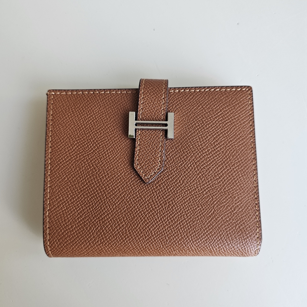 Brown Textured Wallet with Silver Buckle